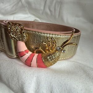 Lilly Pulitzer Gold and Pink Shrimp Buckle Belt